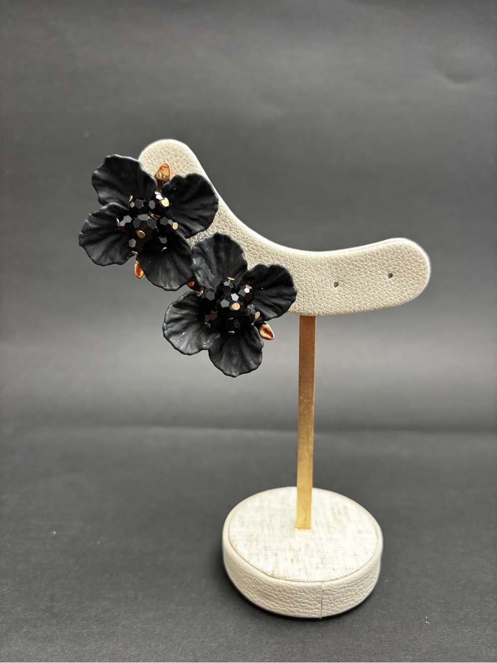 Aldo Black Floral Statement Earrings - Elegant Bloom Design